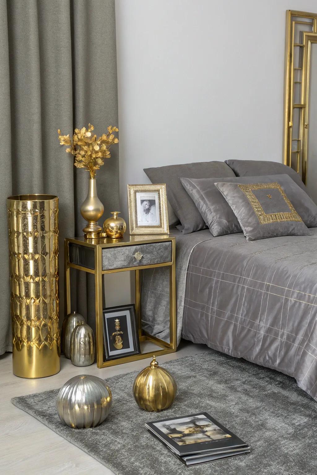 Accents add a luxurious shine.