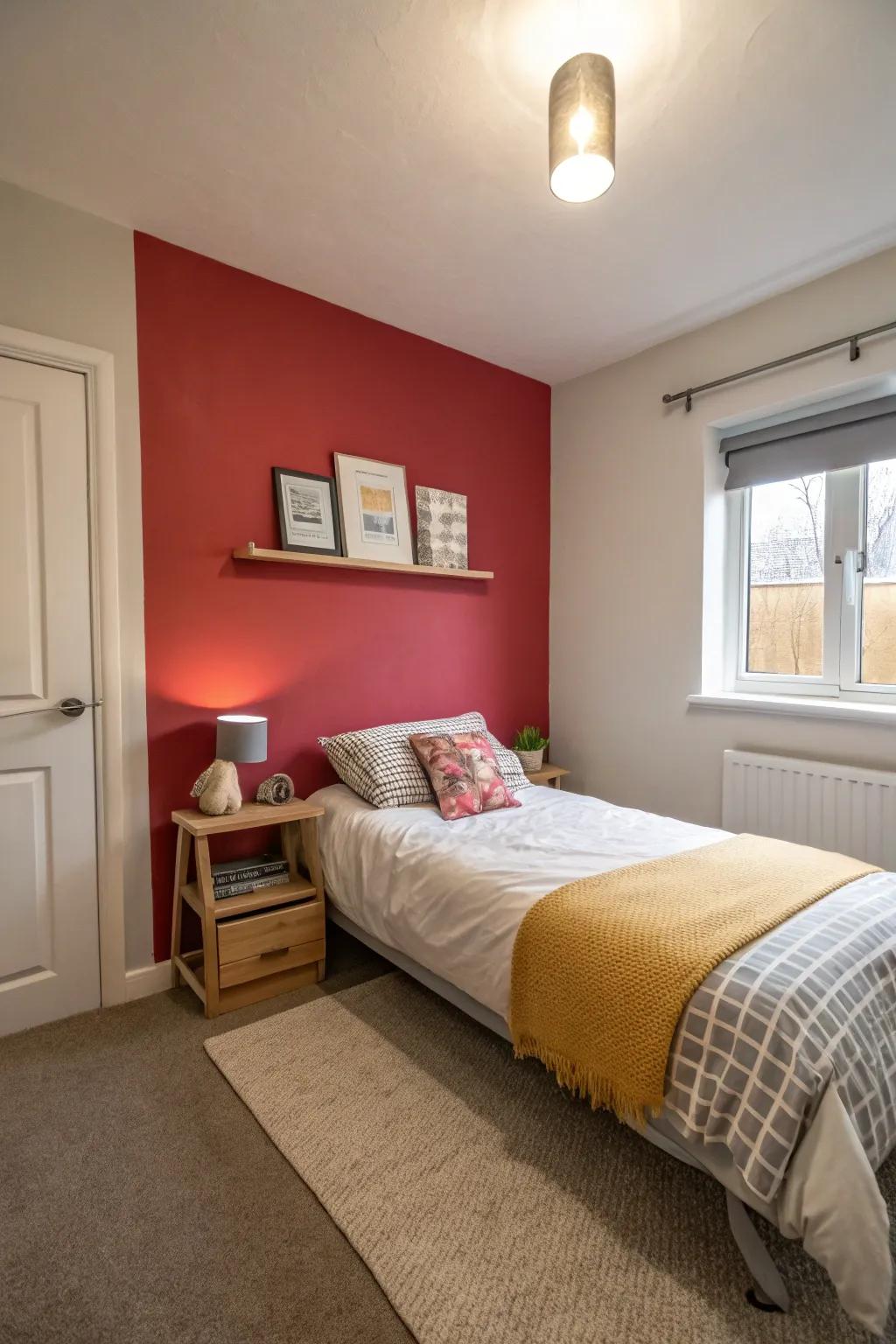 A statement wall adds a striking focal point.