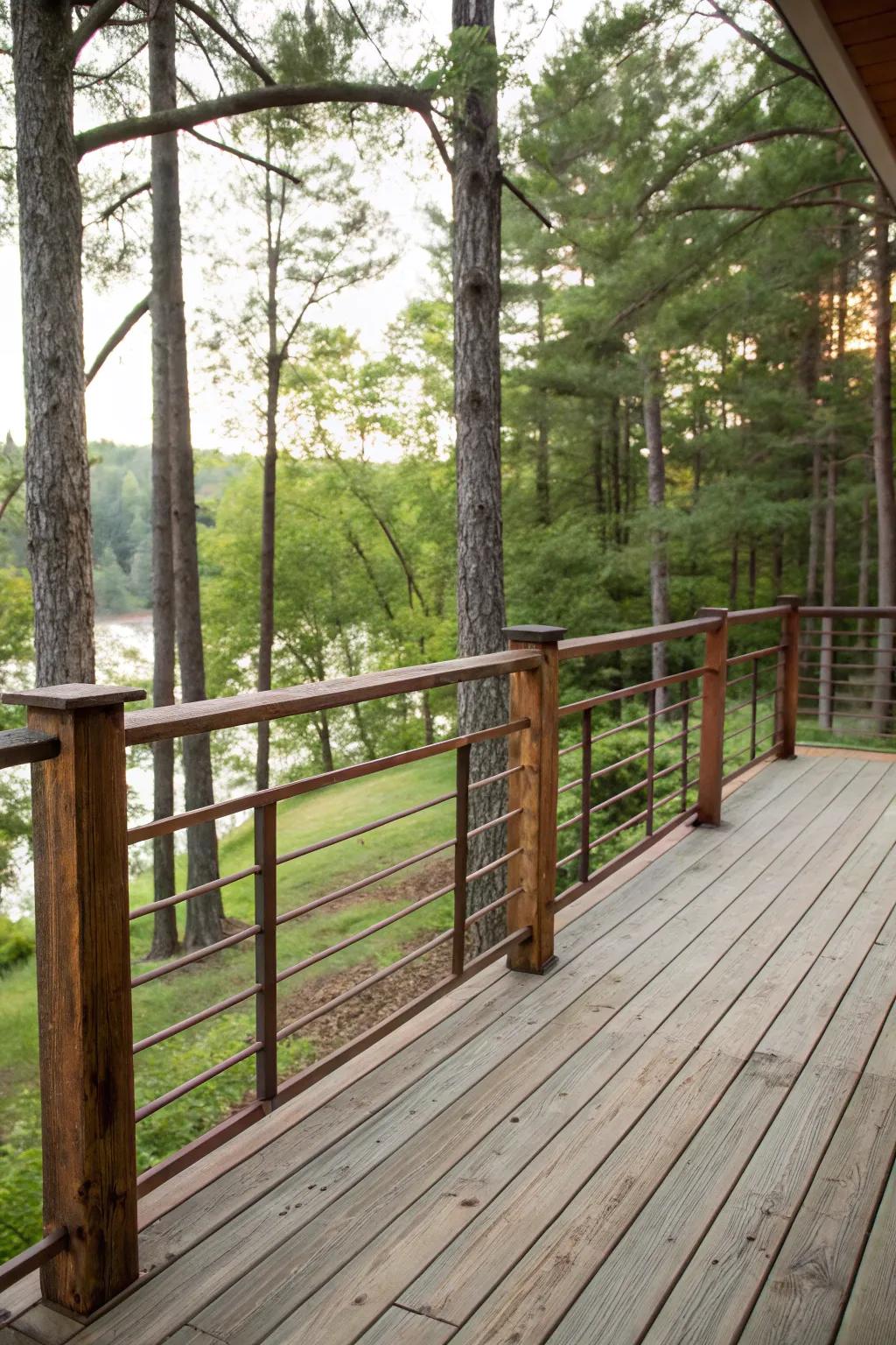 Rustic railings bring a touch of timeless appeal to decks.