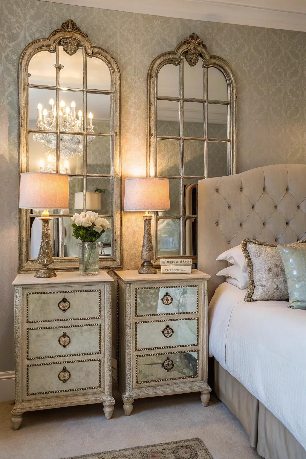 Antique mirrors add timeless elegance and historical charm.