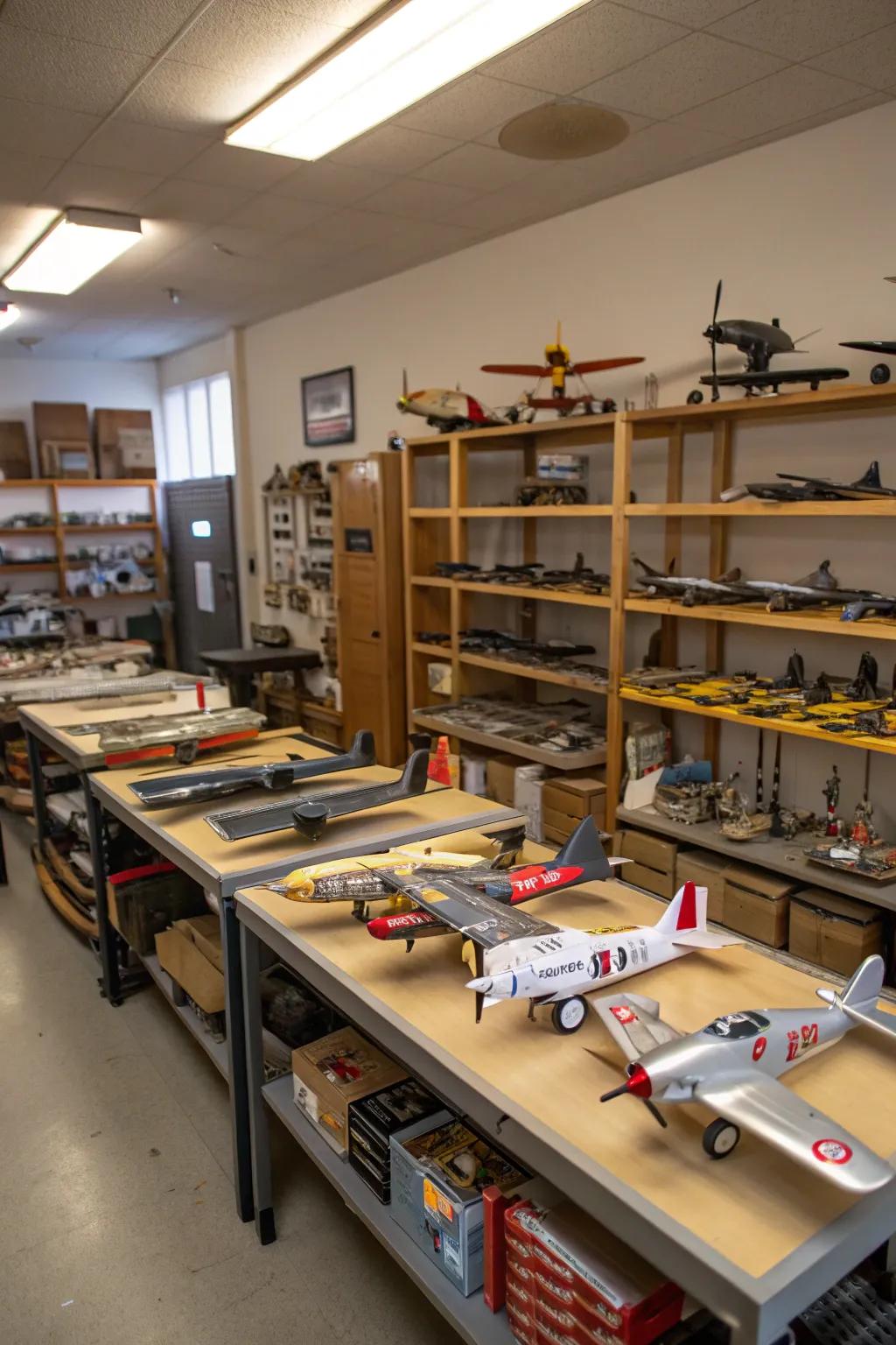A dedicated area offers a sanctuary for model aircraft lovers.