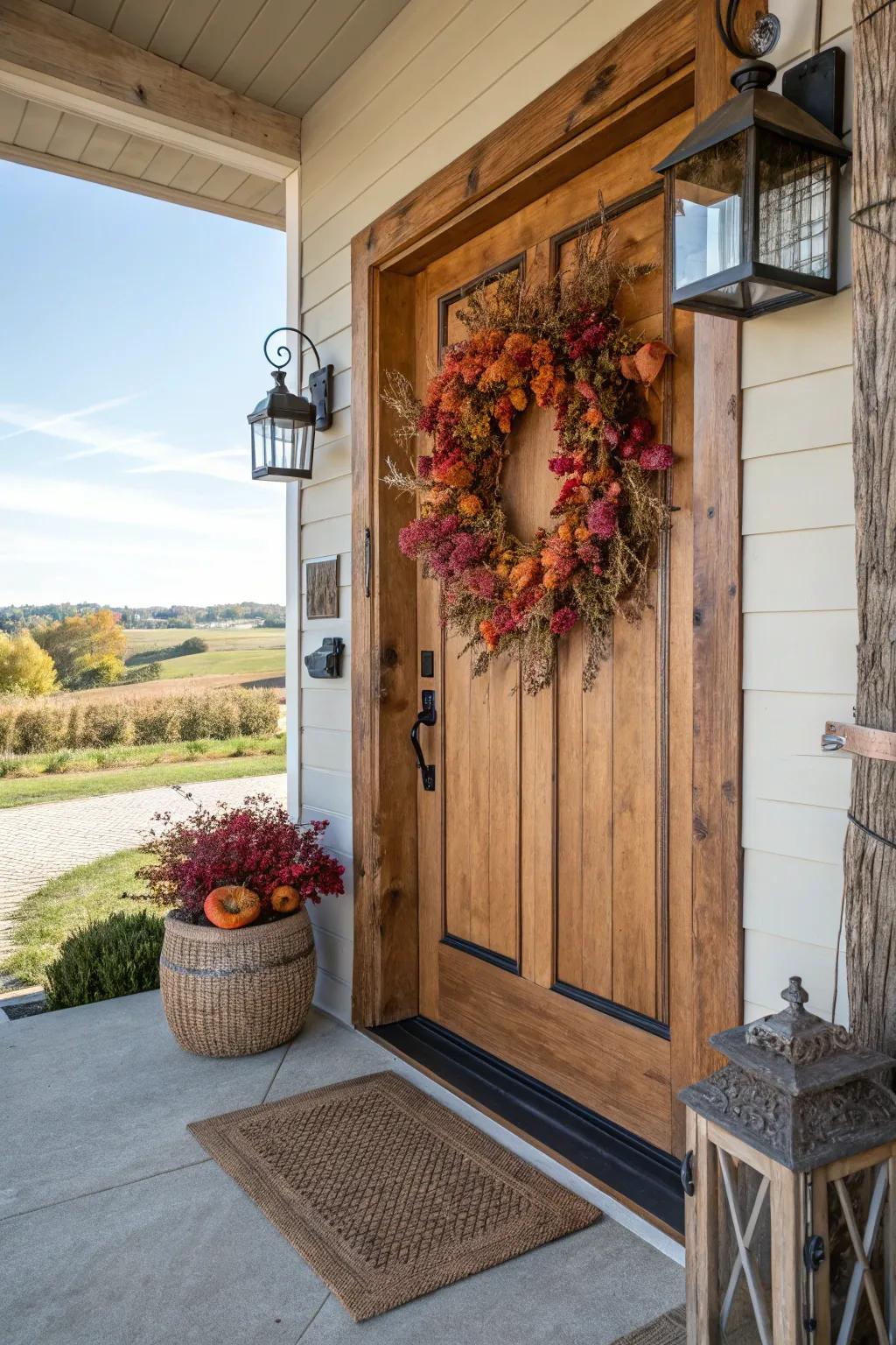 Seasonal wreaths offer a warm welcome to visitors.