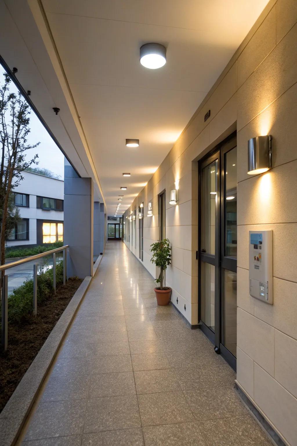 Motion sensor lights add ease and safety to any hallway.