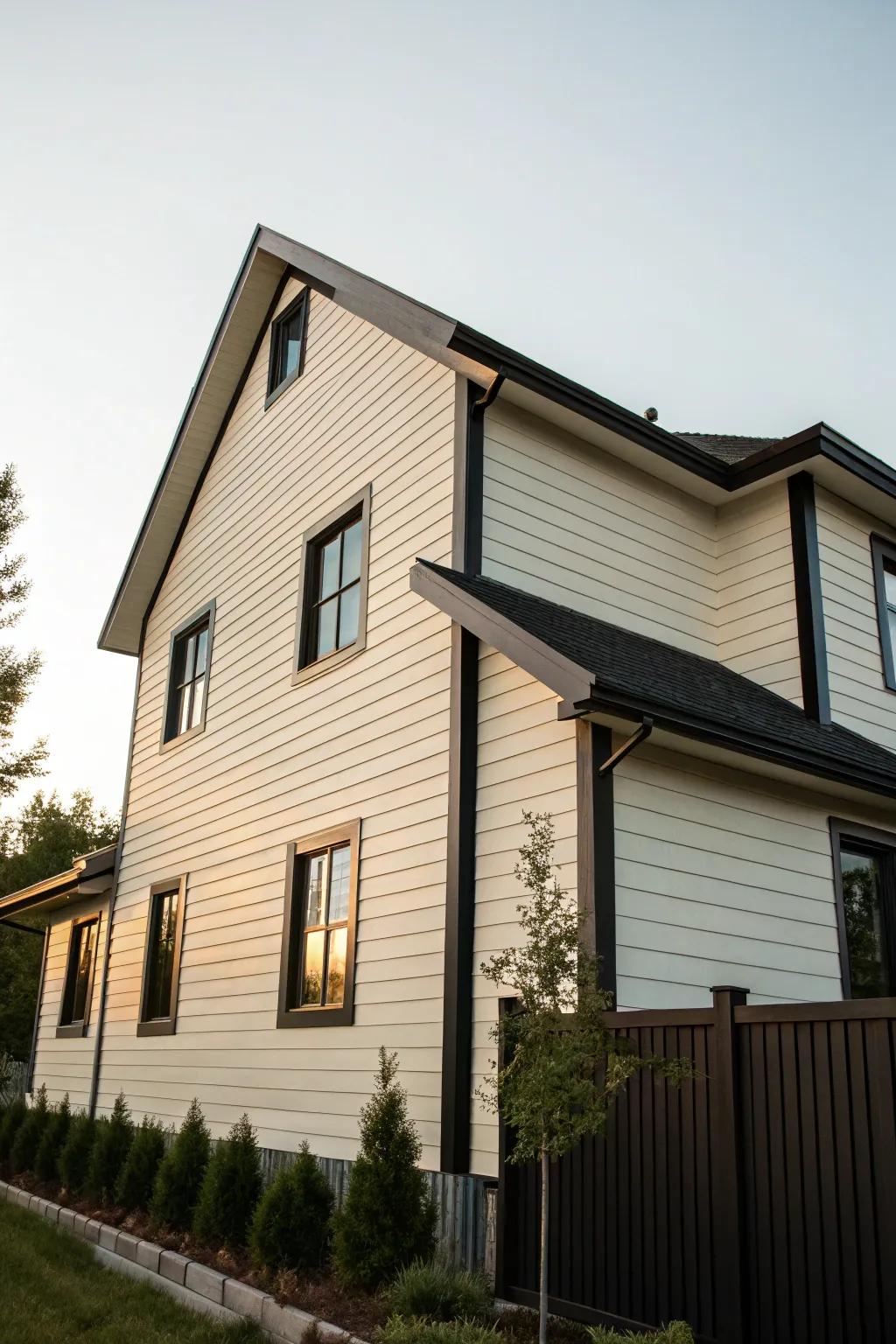 Striking contrast using light and dark cladding