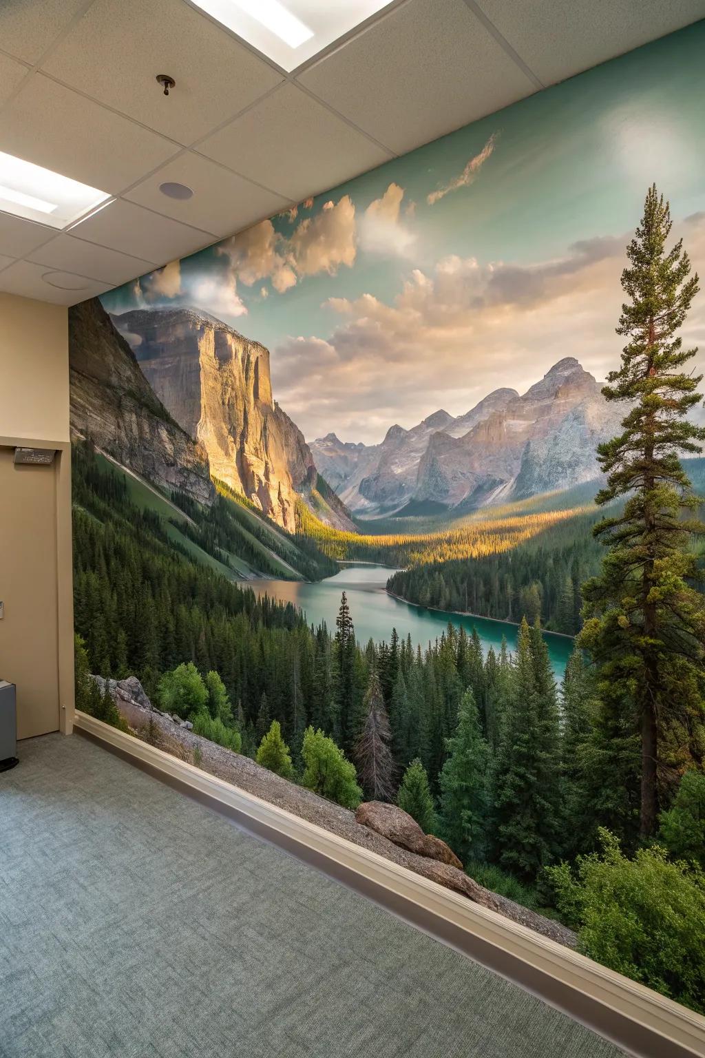 Wall coverings bring the grandeur of national parks into your home.