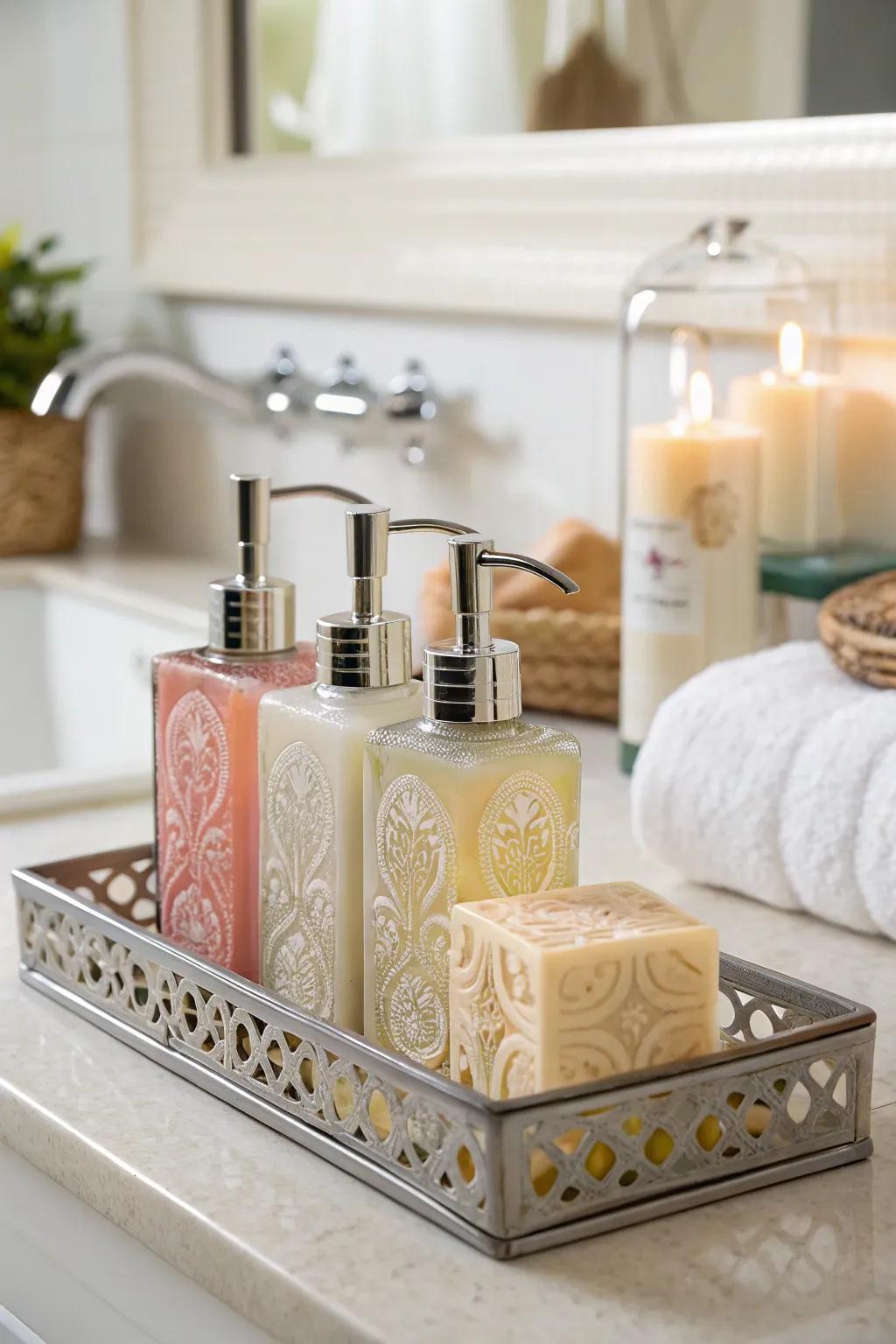 Indulge in luxury with a beautifully crafted soap and moisturizer set.