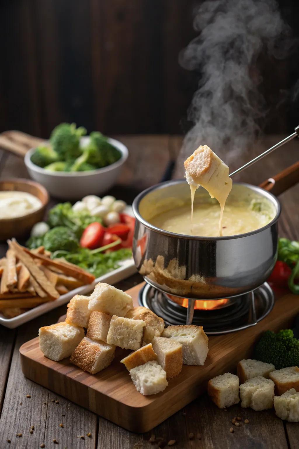 Pleasant cheese melt ensures a communal dining adventure.
