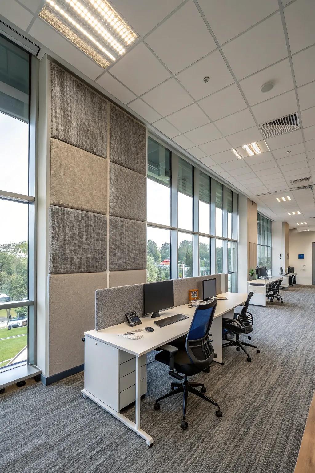 Acoustic solutions providing exceptional noise control in an open office.