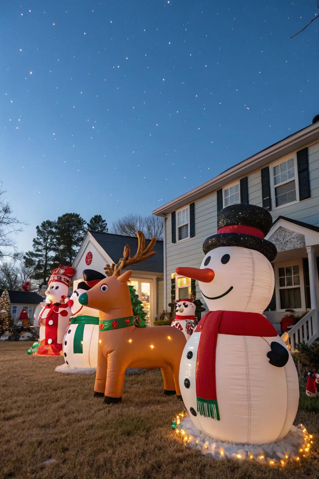 Spread joy with fun inflatable characters in your yard.