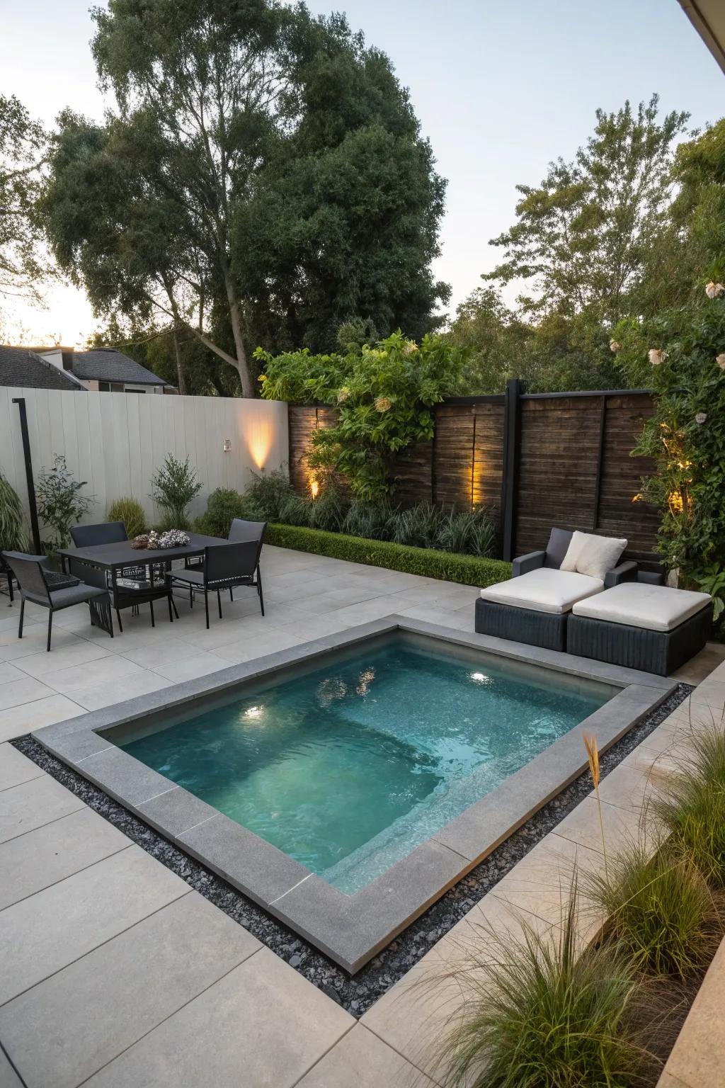 Relish a revitalizing dip in a chic mini-pool.