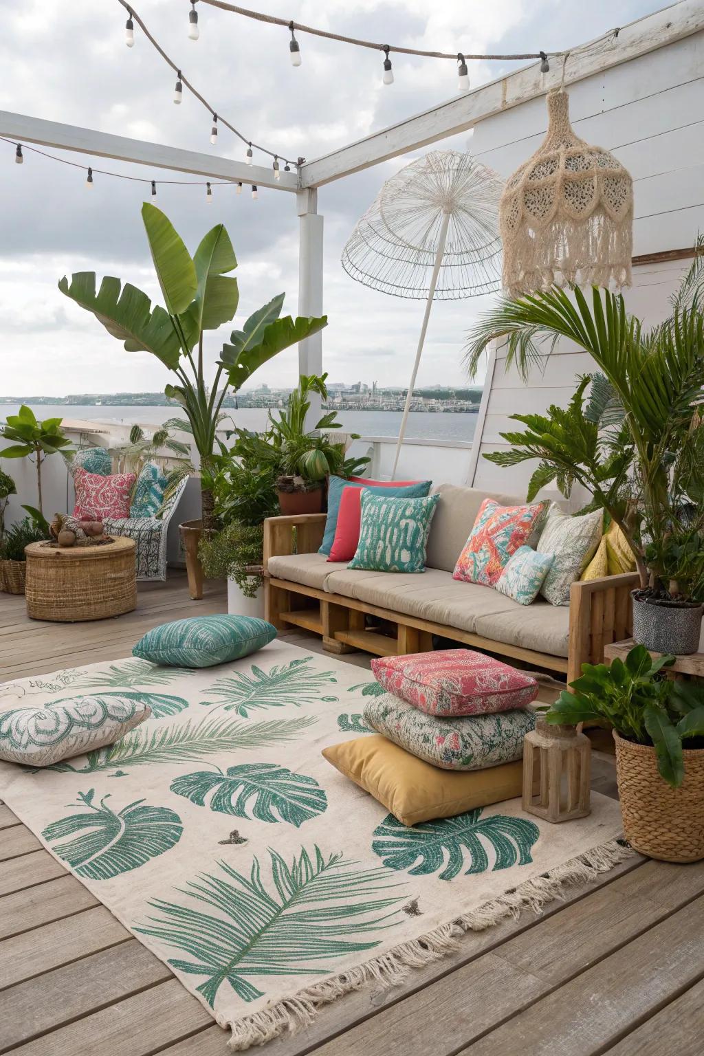Paradise found with palm-themed rugs.