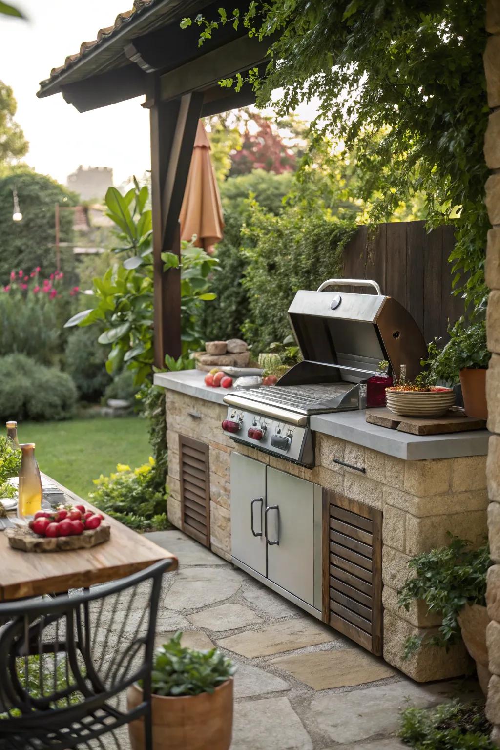 An open-air cooking area renders al fresco feasting a breeze.