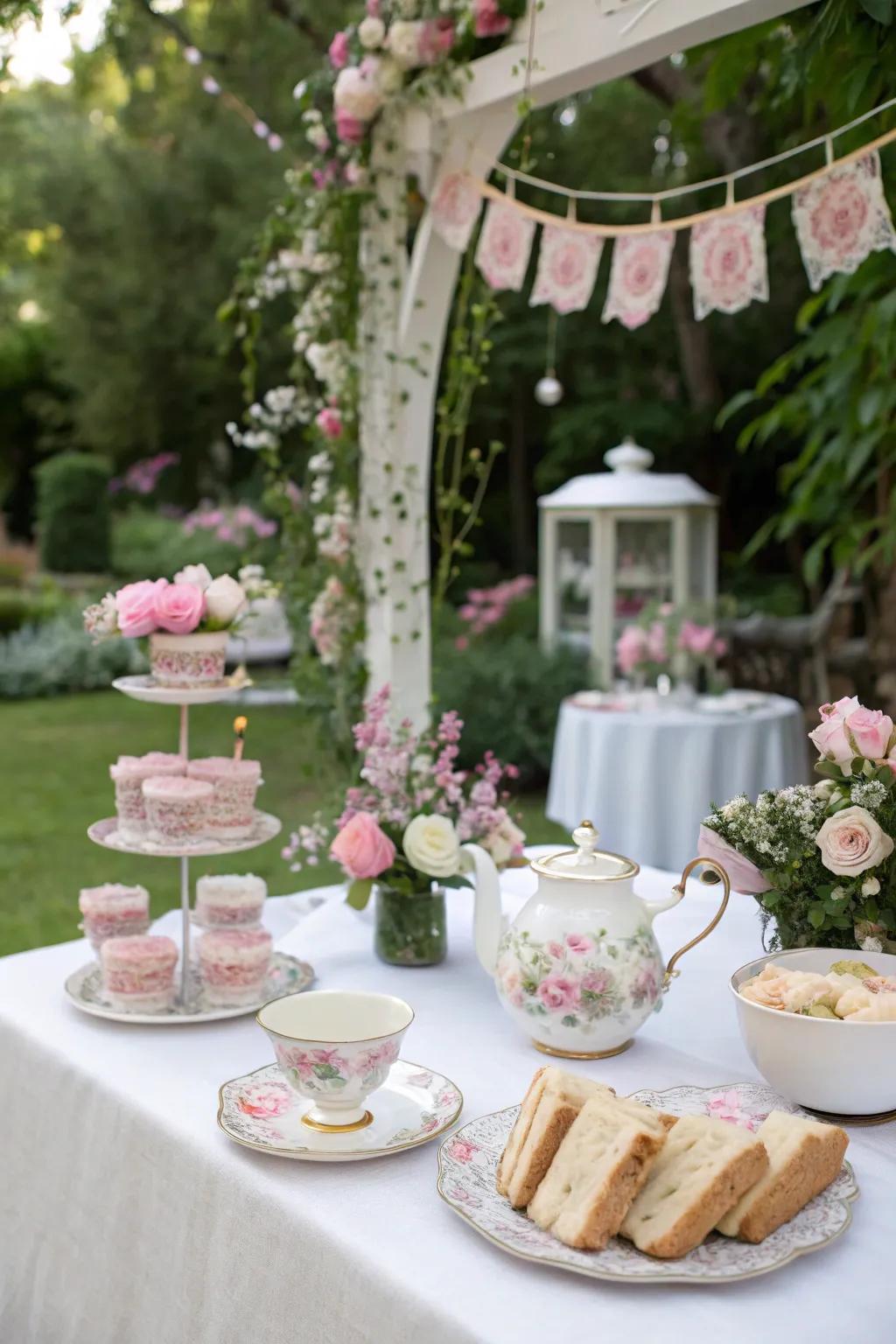 A garden tea party exudes elegance and sophistication.