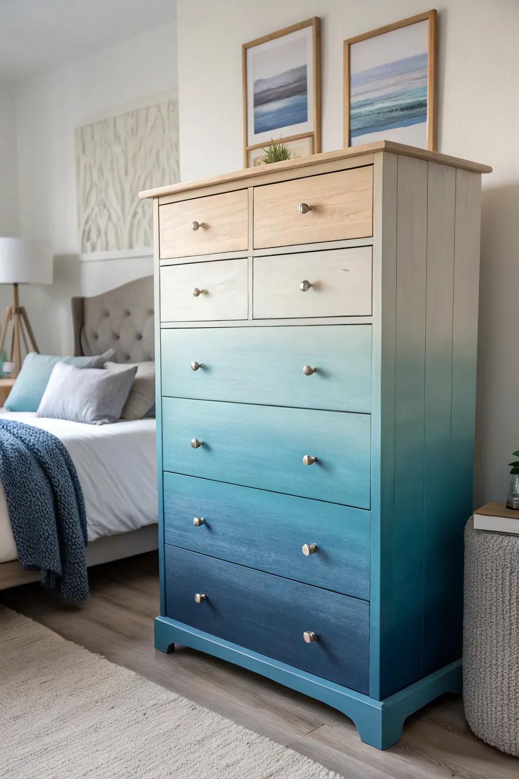 A gradient effect dresser adds visual intrigue and depth.
