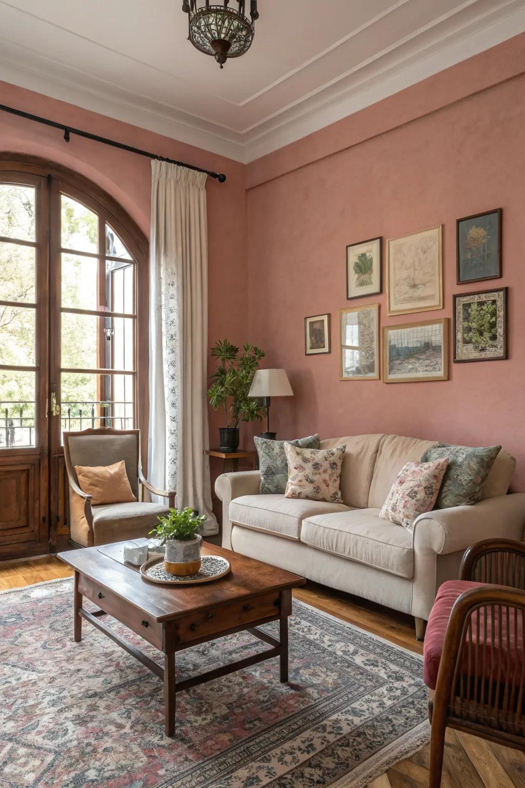 Soiled rose delivers a subtle, refined ambiance.