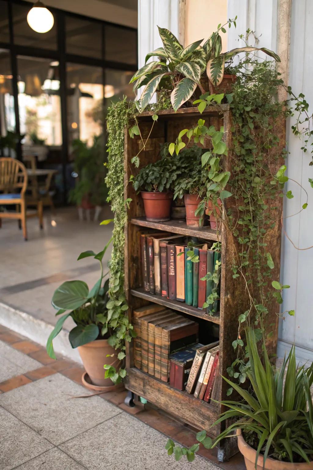 Transform a vintage bookcase into a plant sanctuary.