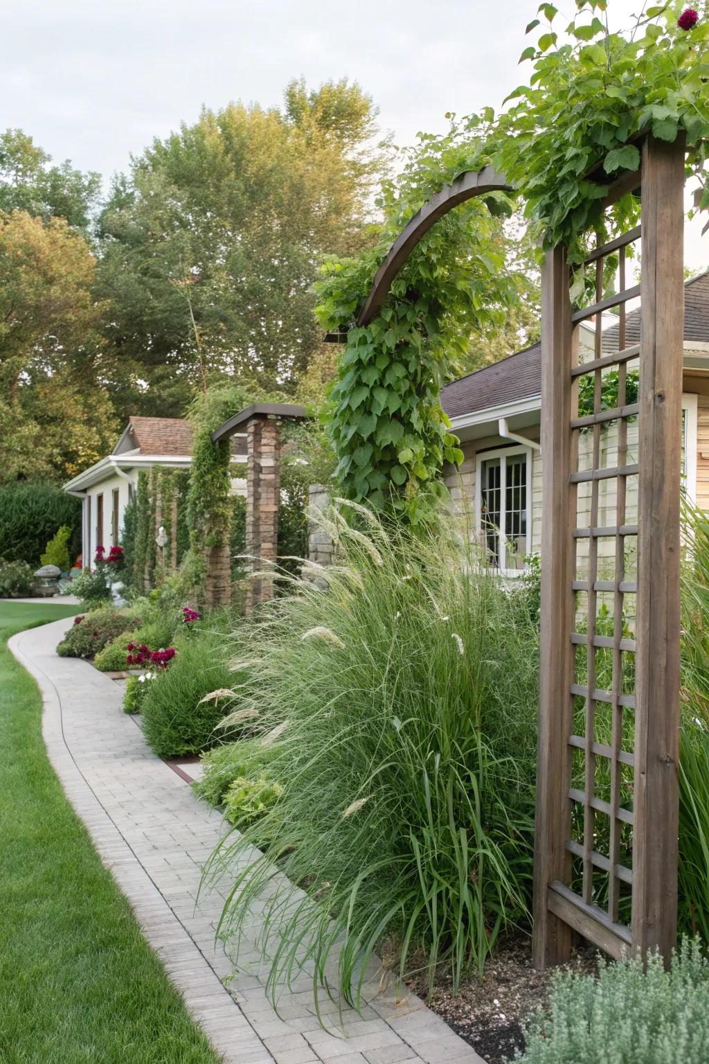 Vertical plant features draw the eye and add interest.