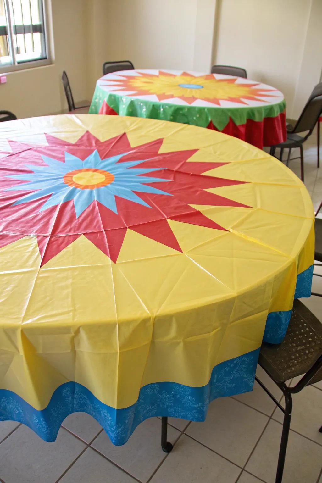 Fashion a striking surface presentation with sunburst cloths.