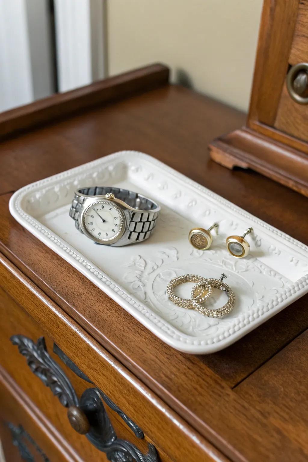 Keep his accessories organized with a fine ceramic accessory tray.
