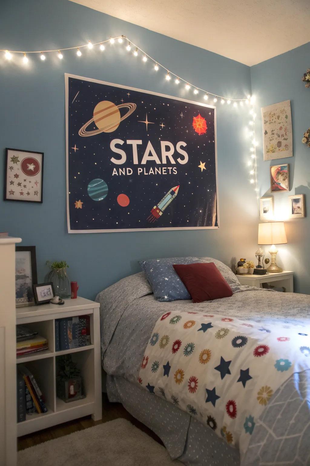 A celestial name display creating a magical nighttime setting.