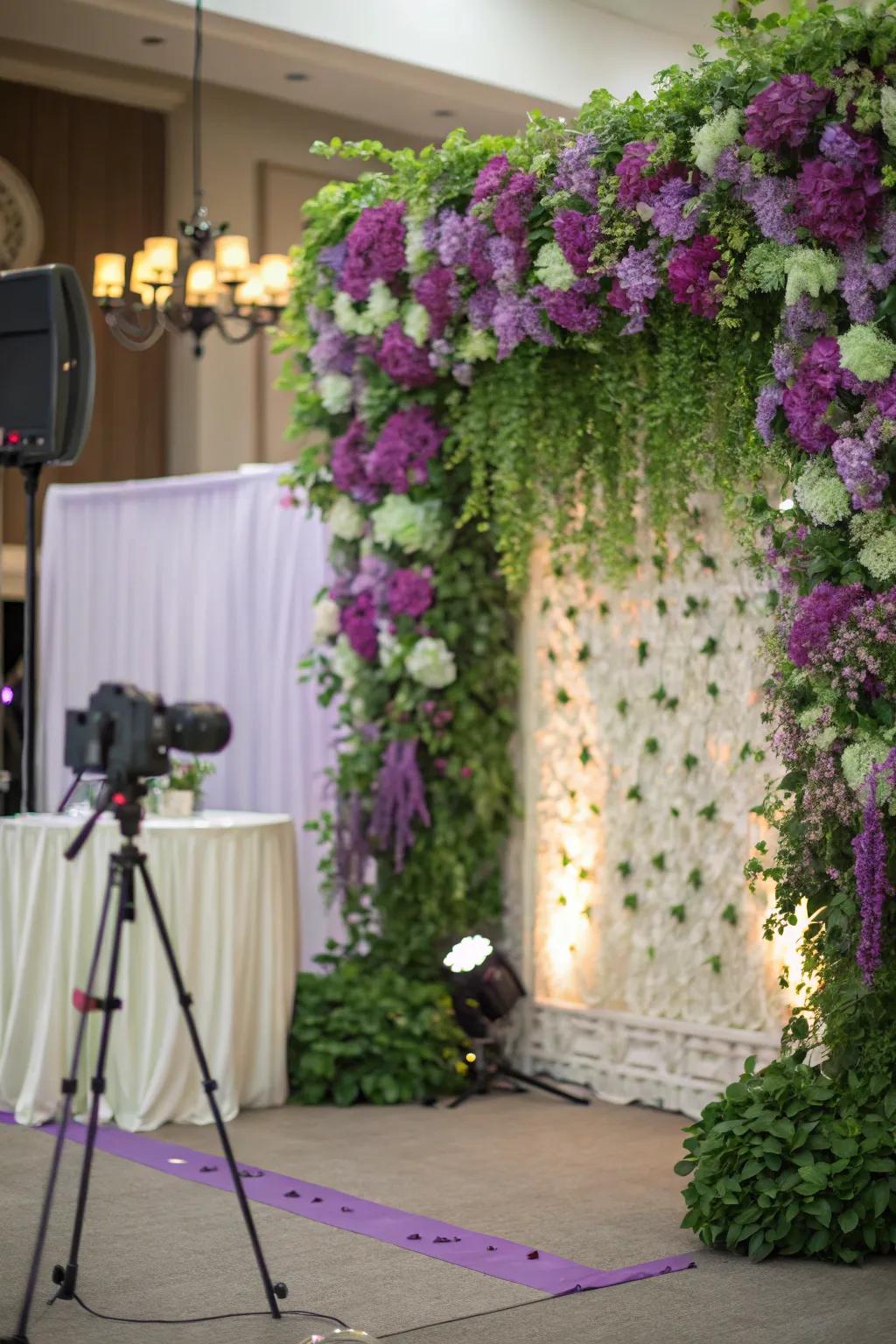 A floral backdrop creates beautiful photo opportunities.