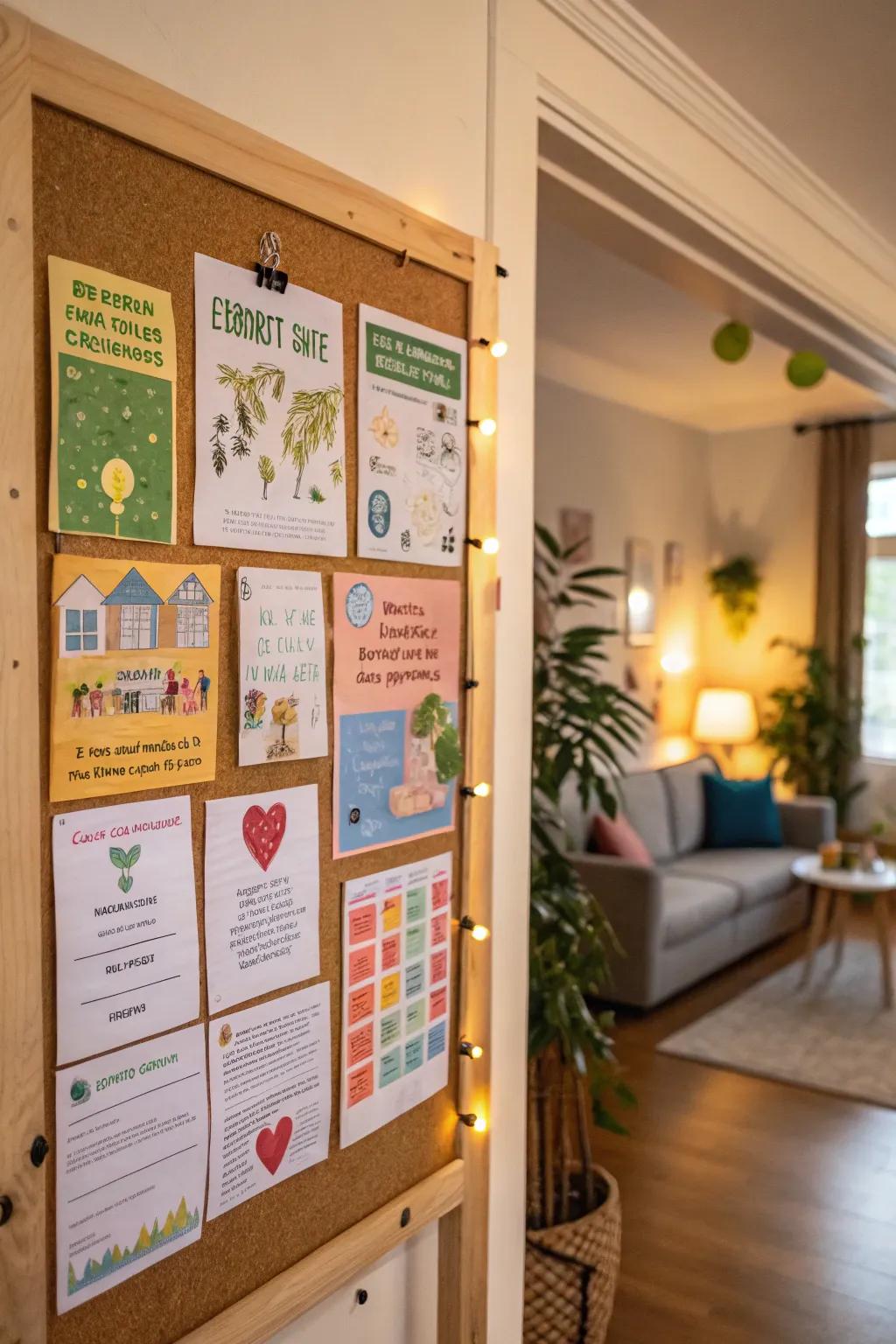 An environmentally kind board promoting advice for sustainable living.