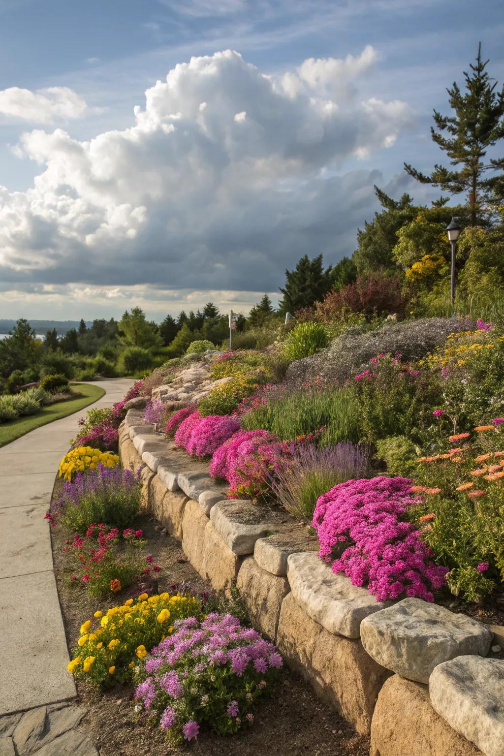 Stone walls add both rustic allure and stability.