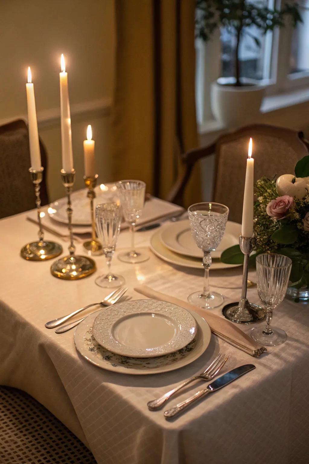 A glimmering meal offers intimacy in dining.