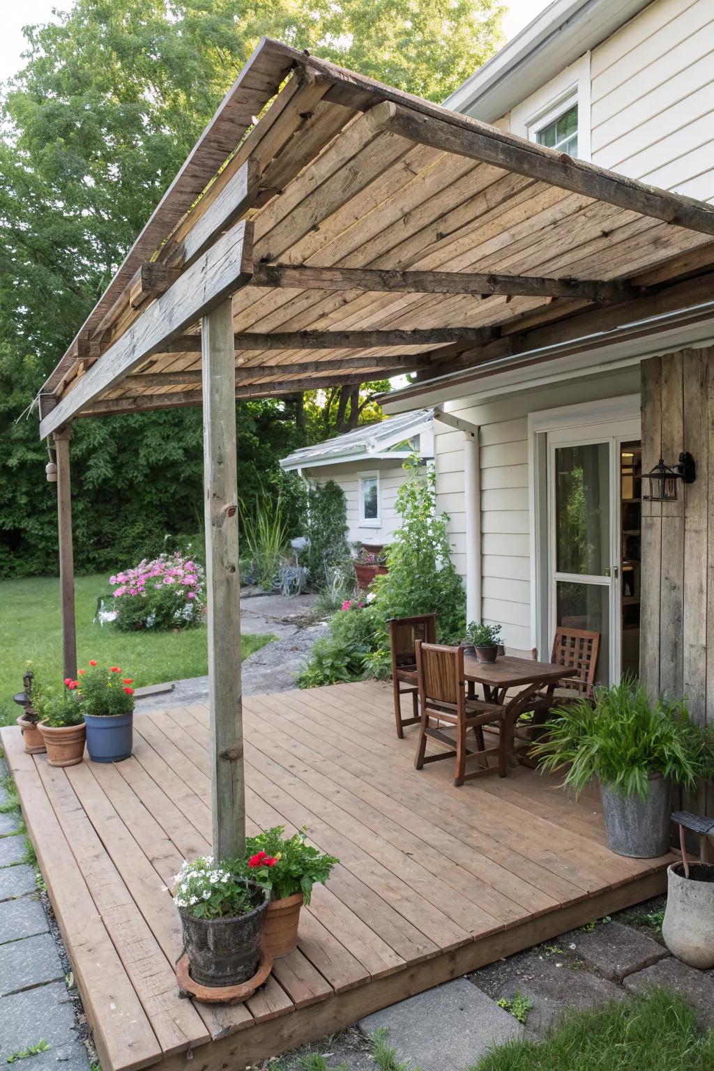 Pallet wood coverings offer budget-friendly charm.