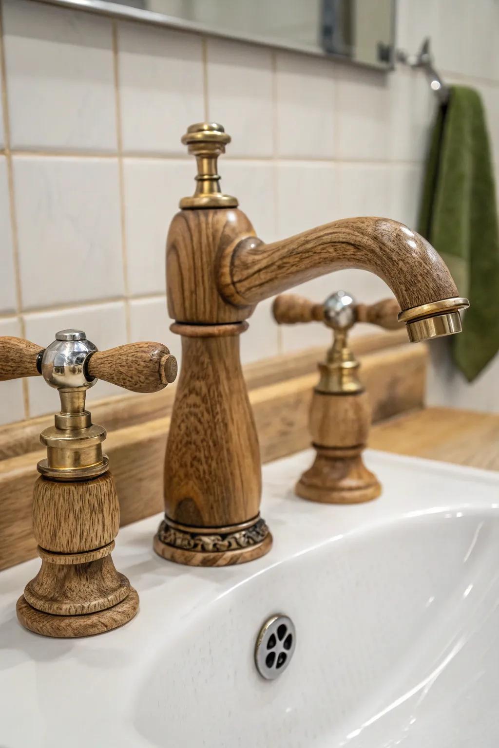 Creative handles add a creative touch to rustic water spouts.