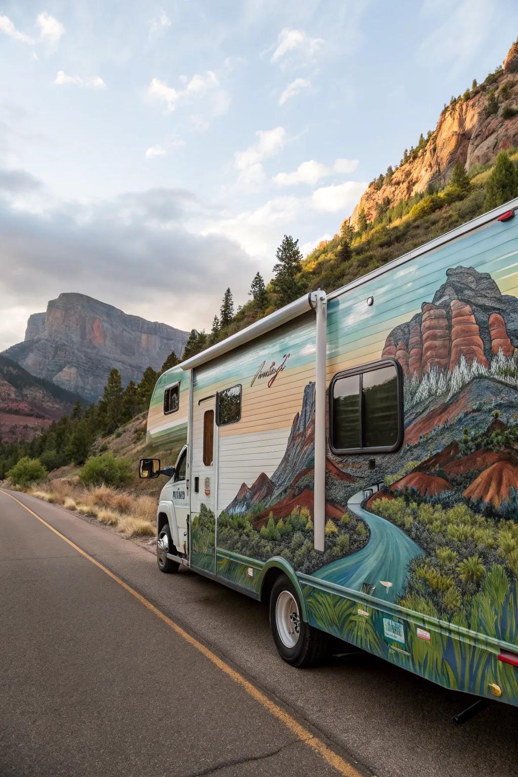 Painted cloth siding transforms your RV into a mobile work of art.