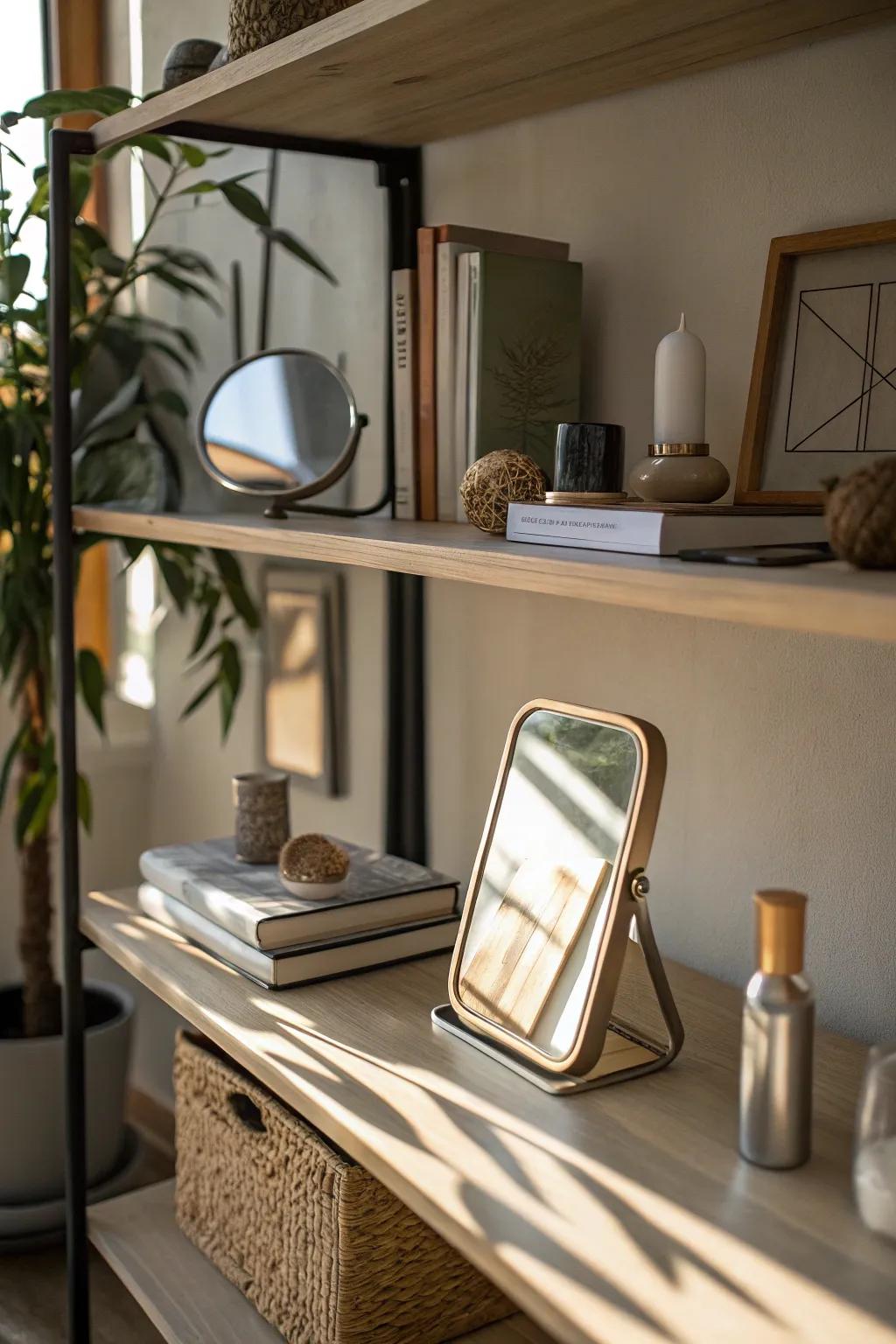 A small mirror reflects light, adding a delightful twist.