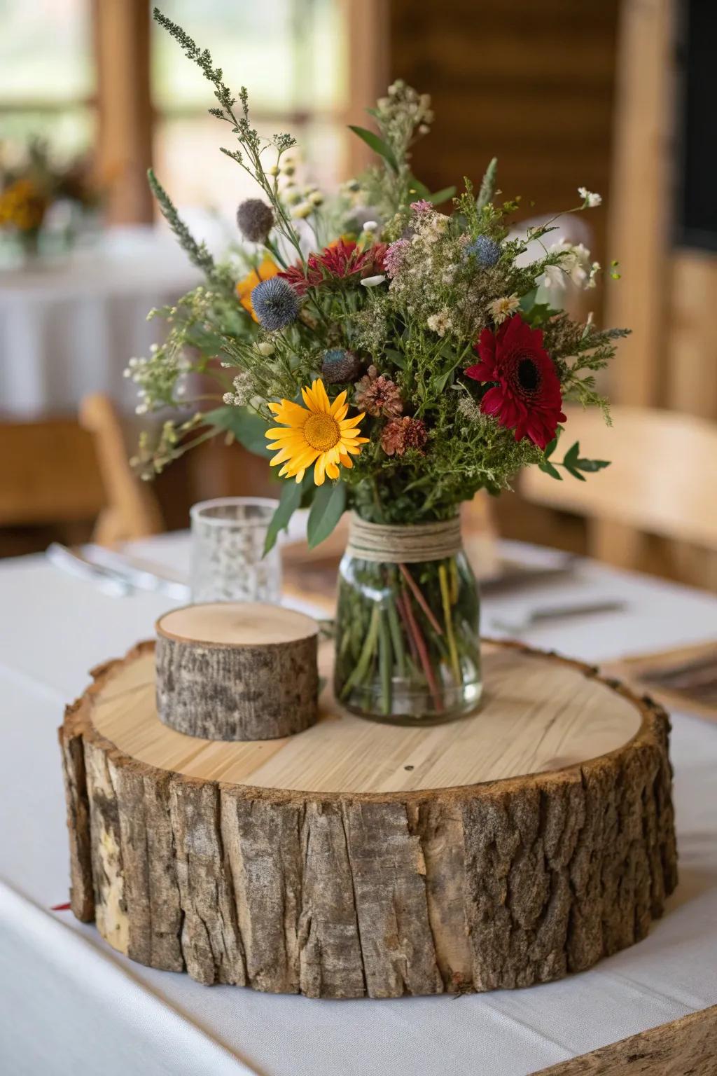 Rustic wood elements bringing a natural touch to the table.