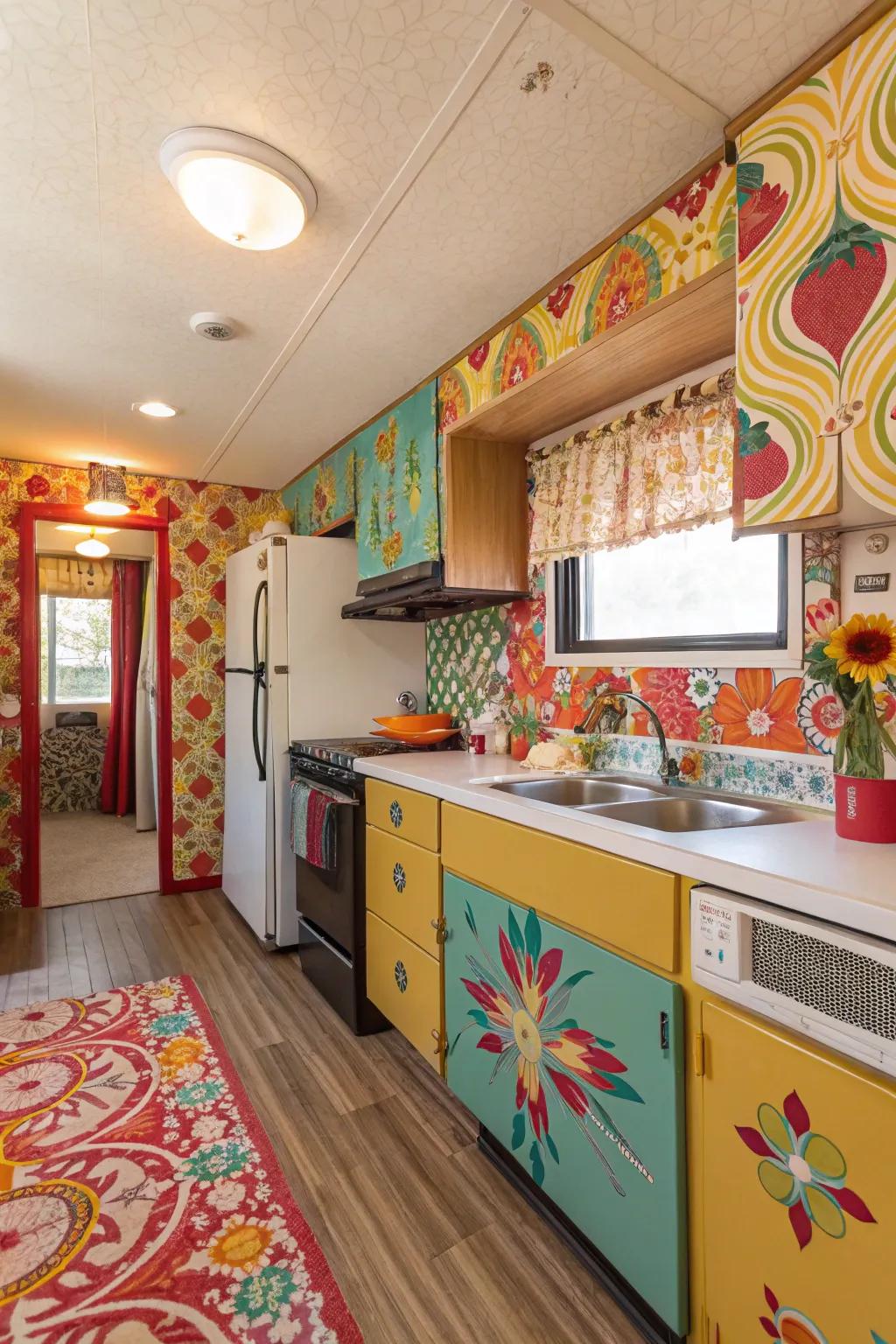 Creating a bold visual impact with patterned wallpaper.
