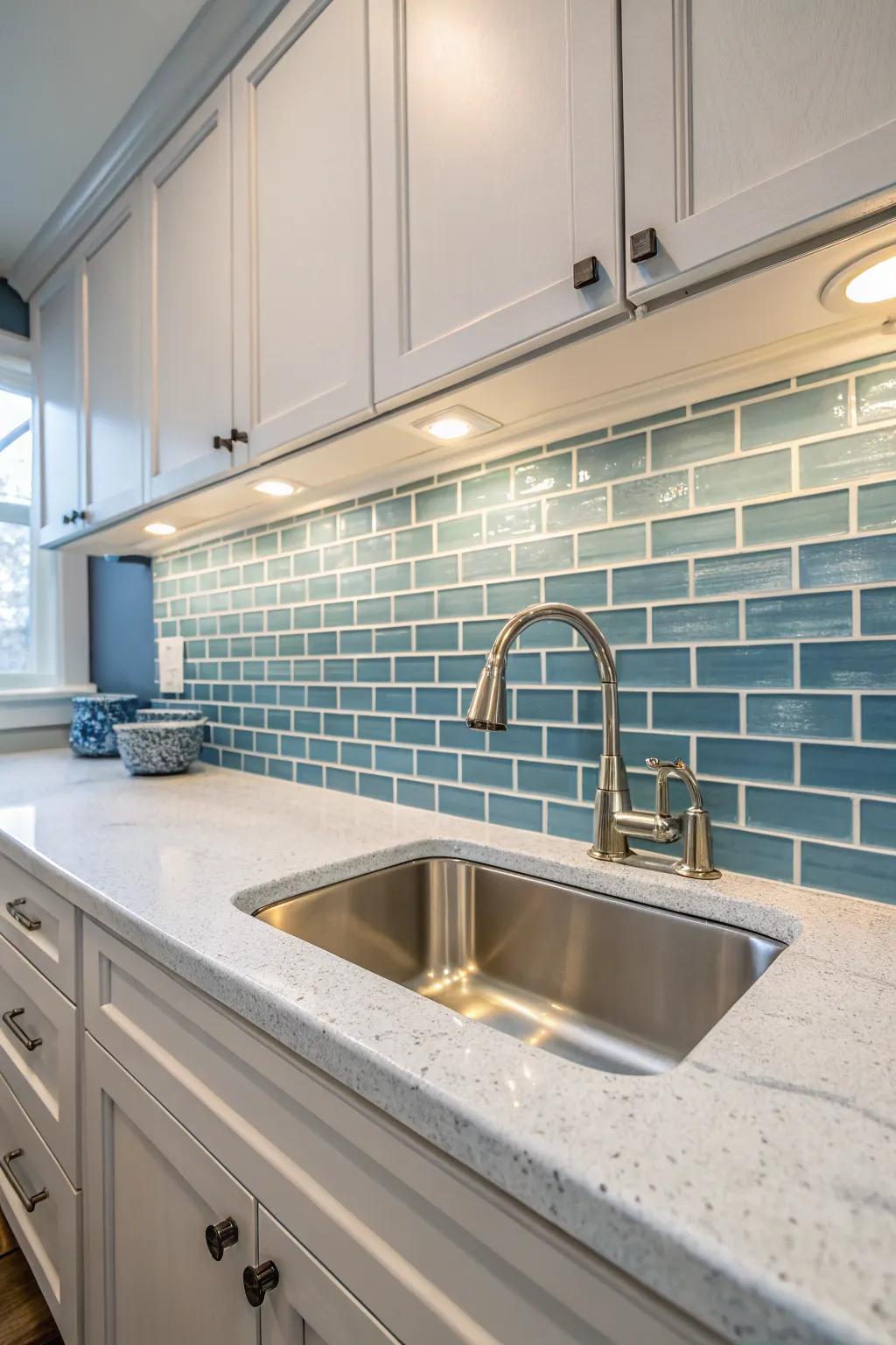 Stylish clear accents contribute a modern flair and reflect illumination exquisitely.