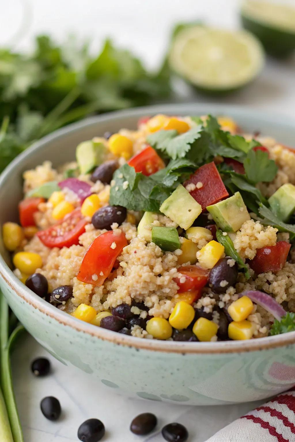 Southwest grain salad, refreshing and vibrant.