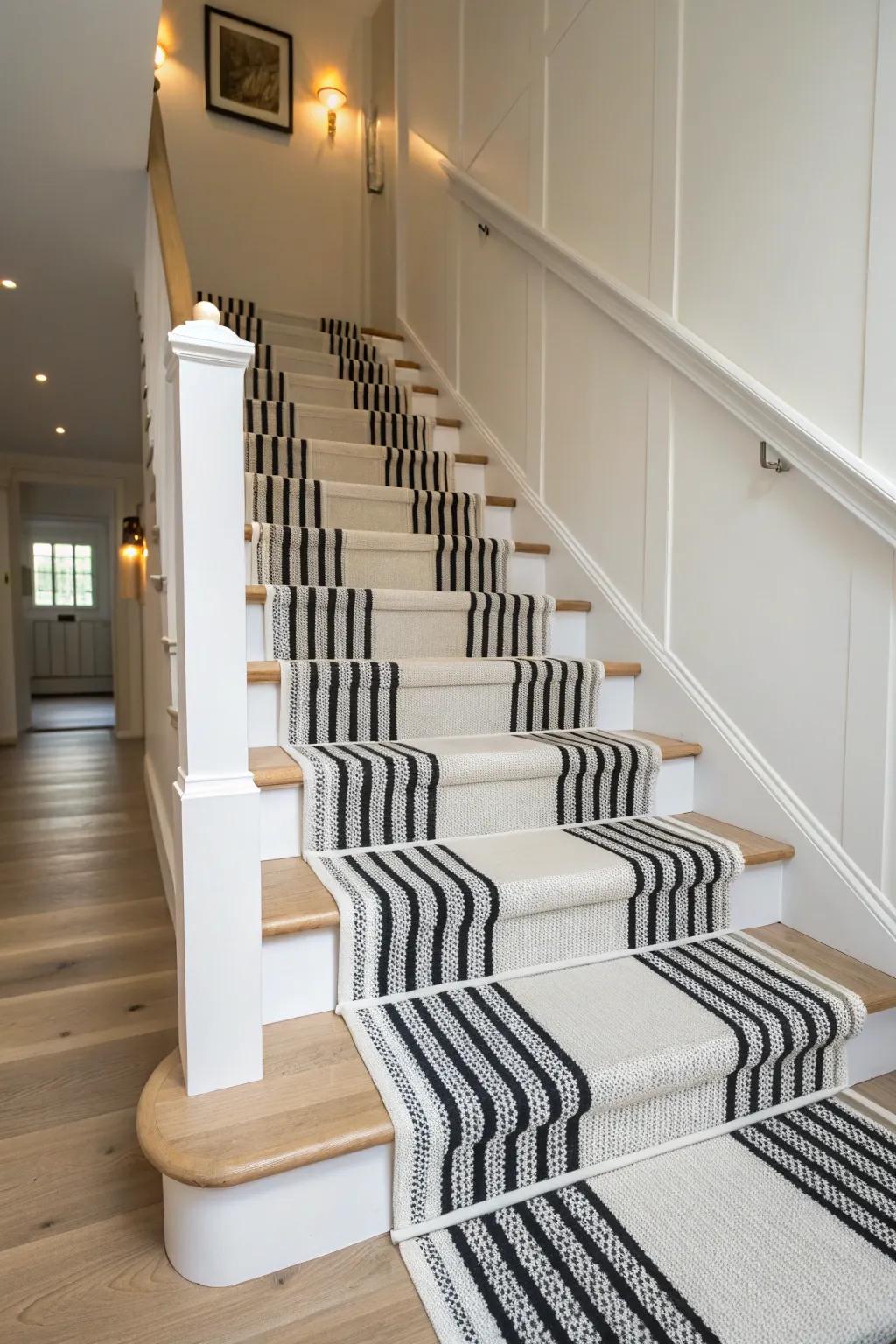 Modern minimalism is achieved with monochrome stripes.