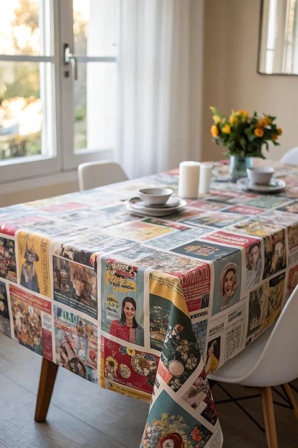 Print collages add a burst of color and creativity.