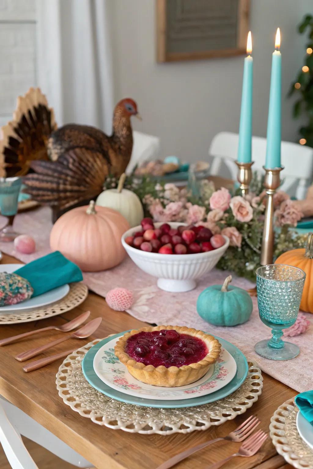 Your Thanksgiving table will be really unique with a splash of color.