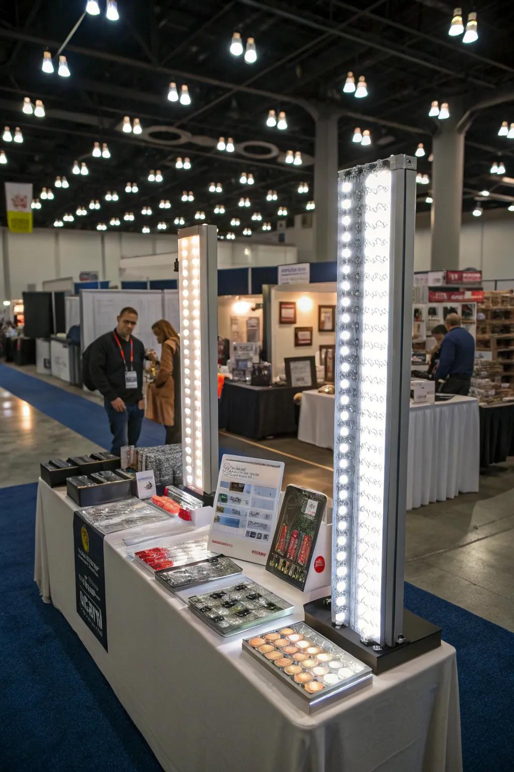 Portable light bars that offer flexibility and ease of setup for a well-lit booth.