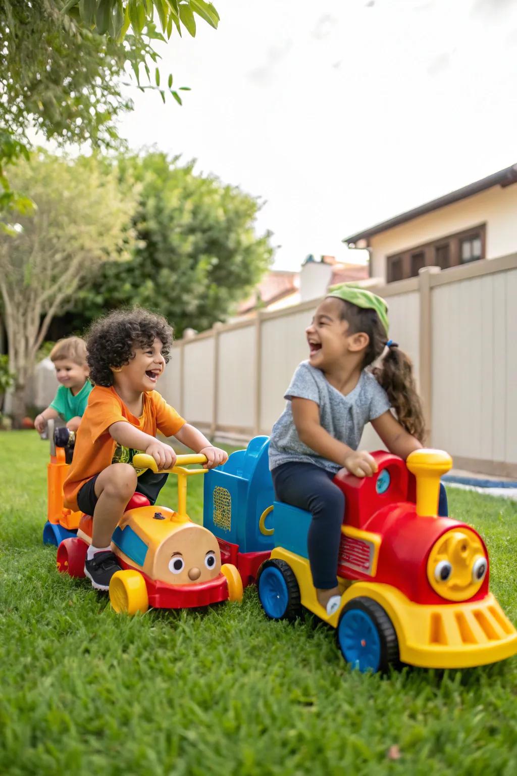 Locomotive ride-on toys offer endless fun.