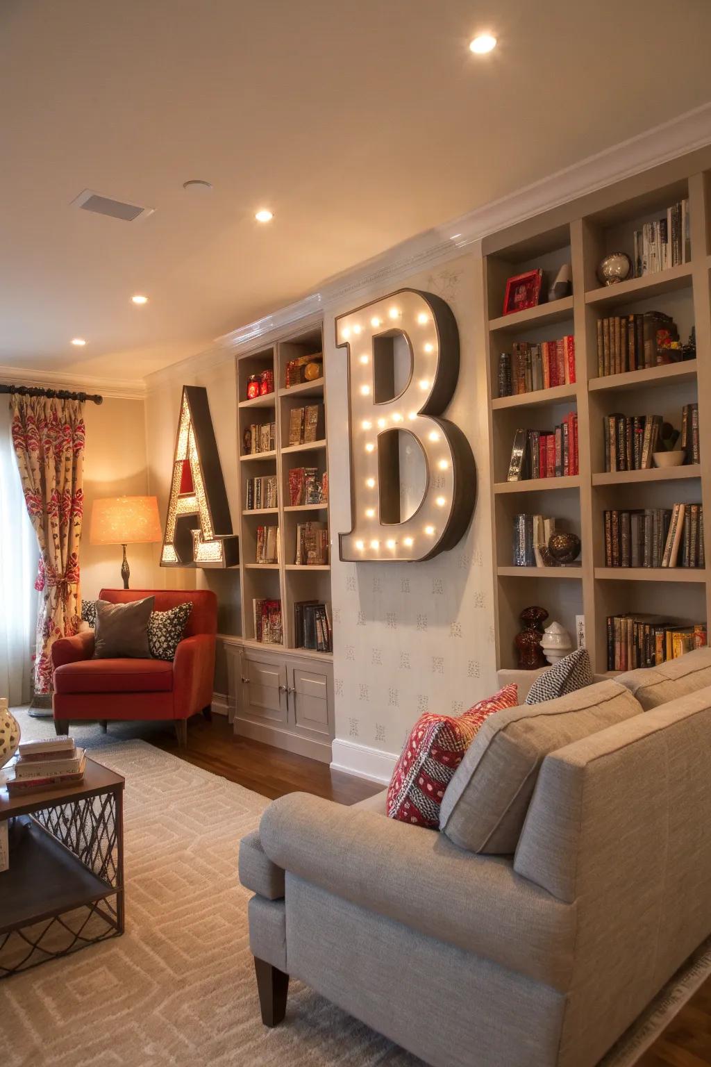 Letters transformed into sculpture create stunning focal points.