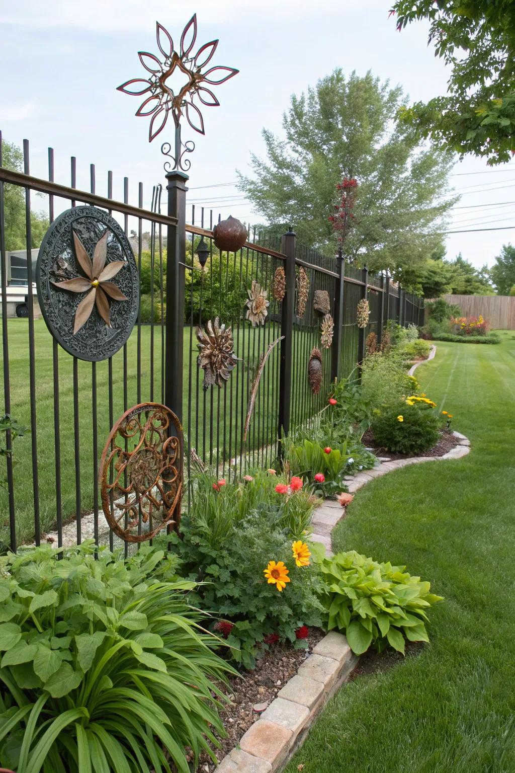 Art pieces add personality to your fence.