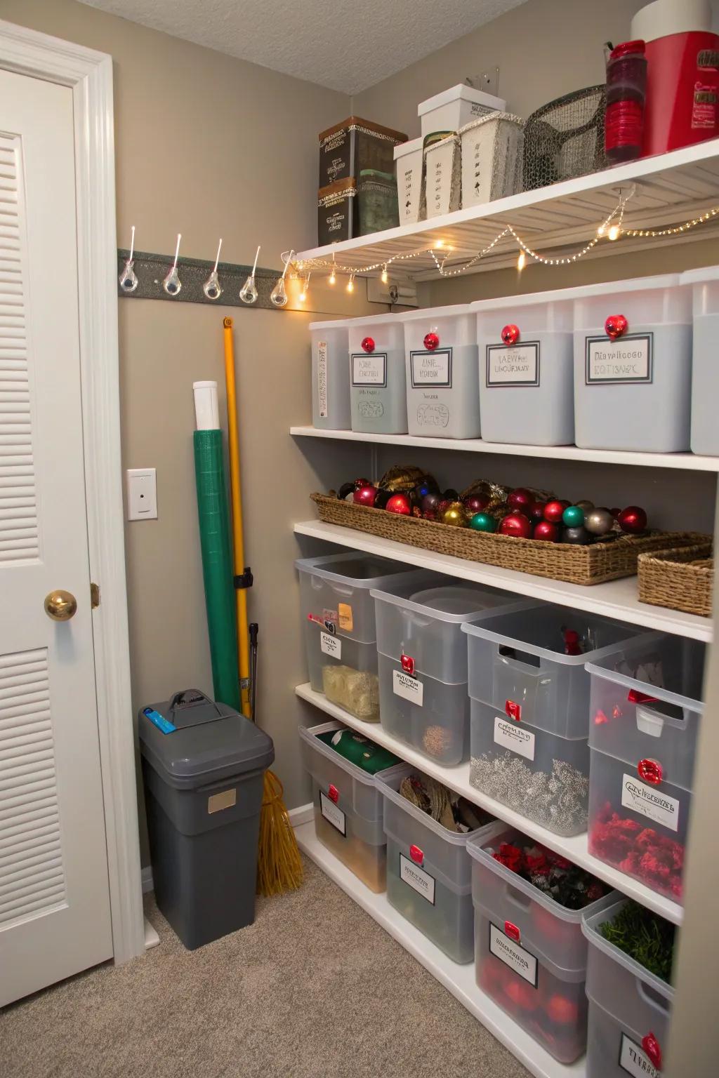 A space set aside for seasonal items ensures that your closet remains organized and ready for any time of year.