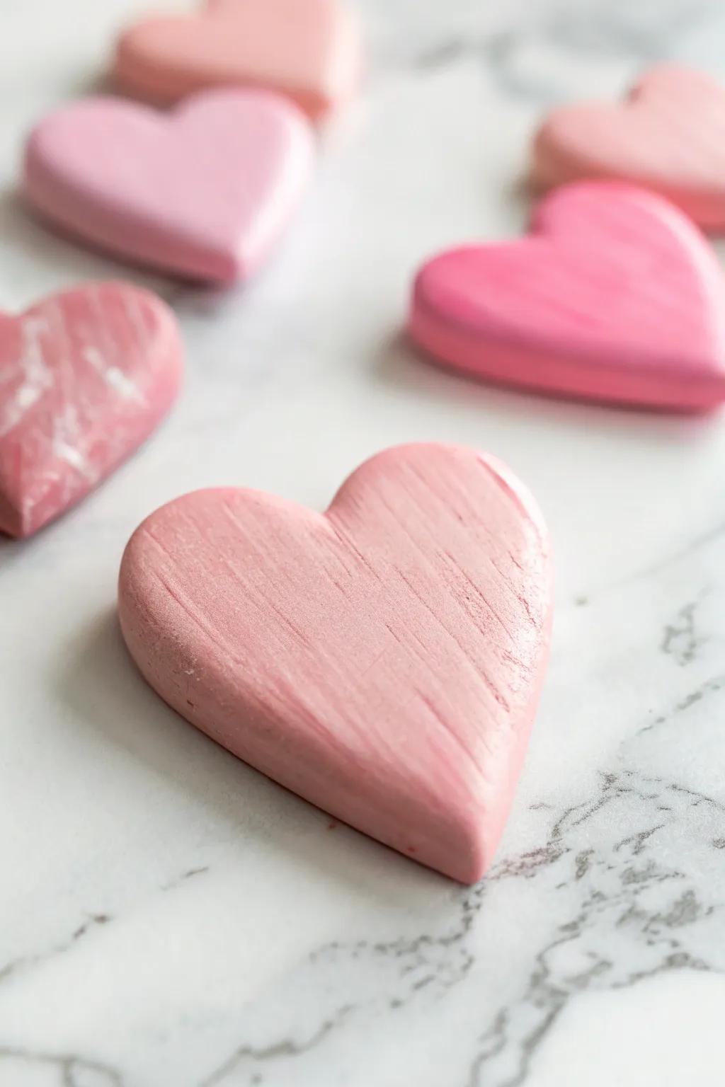 Artisan fondness: Delicate clay heart magnets, introducing a hint of refinement.