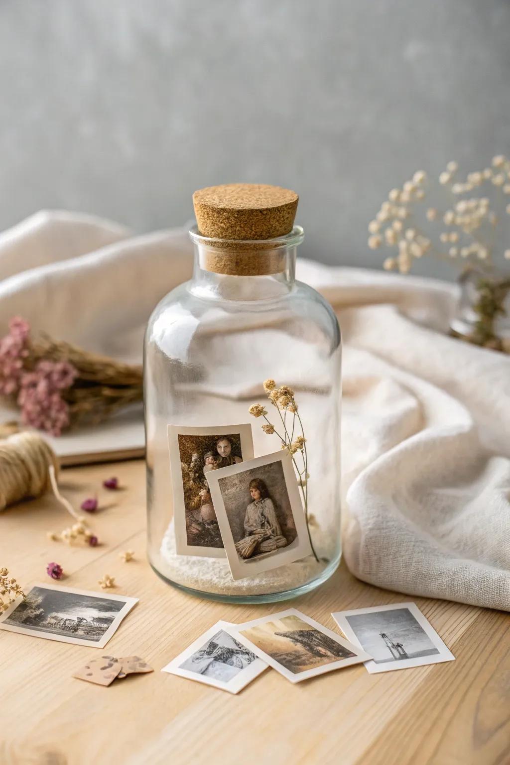 Capture cherished memories with this elegant photo memory jar—perfect for a minimalist Valentine's Day touch! 💕