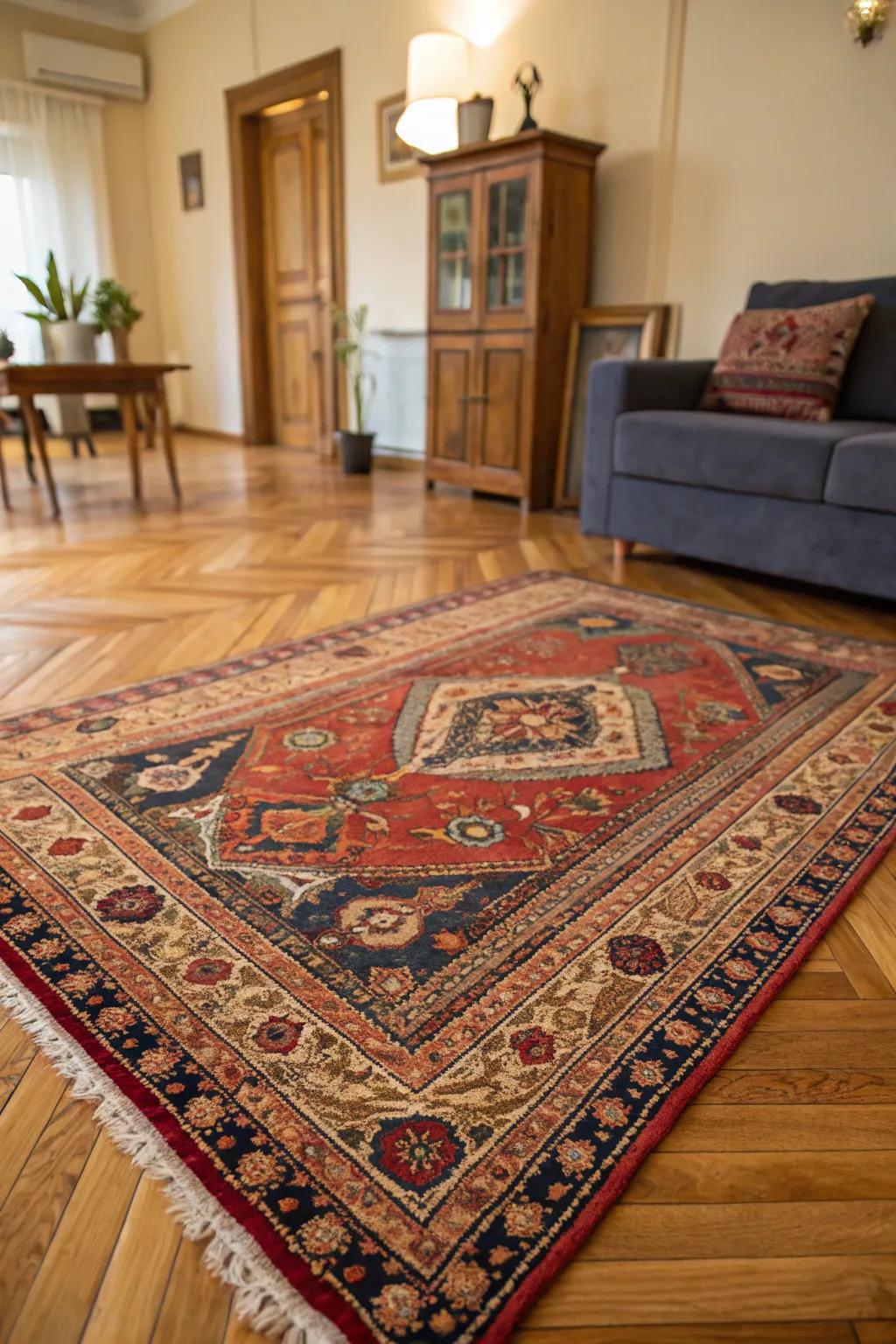 Retro rugs anchor and warm up spaces.