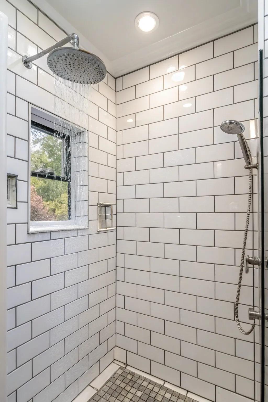 Brick-style tiles offer a timeless and versatile design.