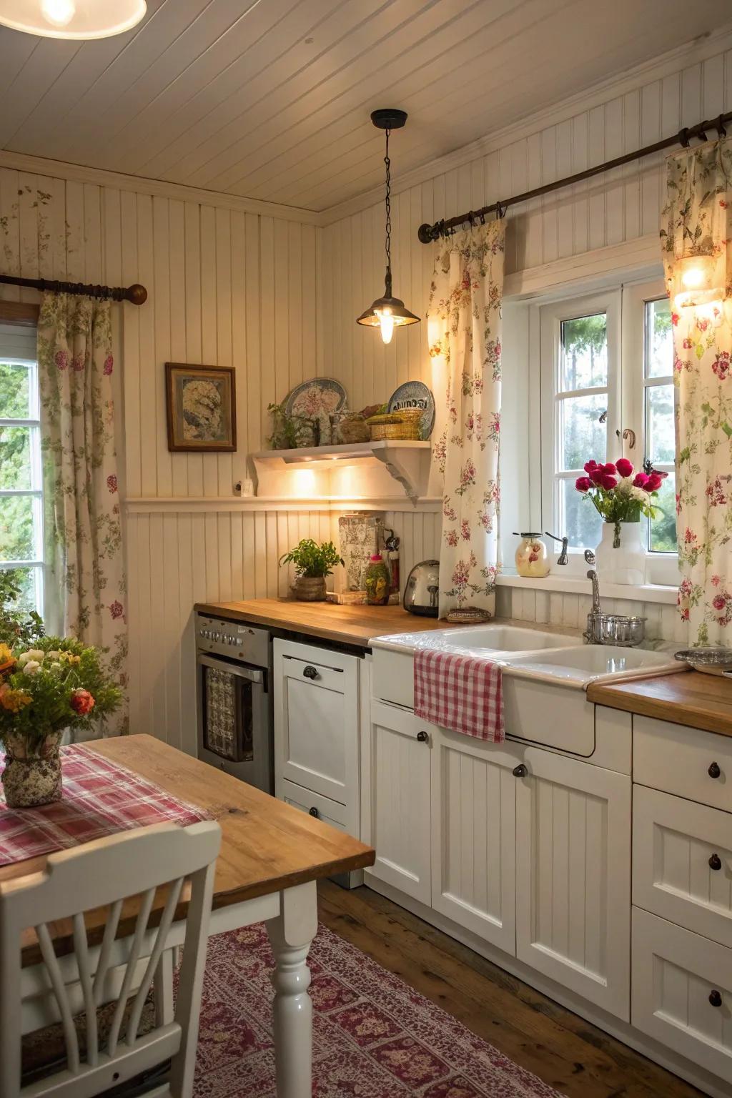 Beadboard adds quaint charm to this inviting cooking area.
