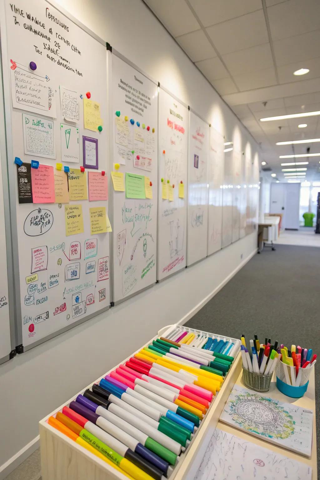 Interactive boards for recording and expanding innovative ideas.